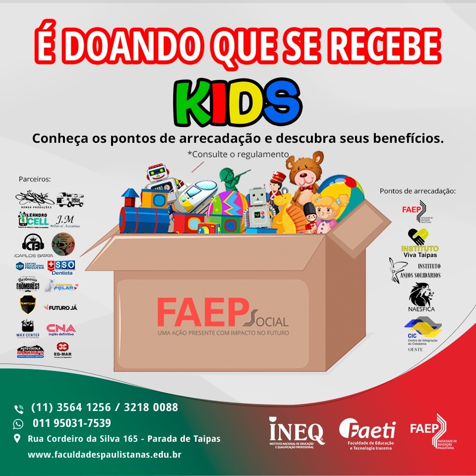 É doando que se recebe kids